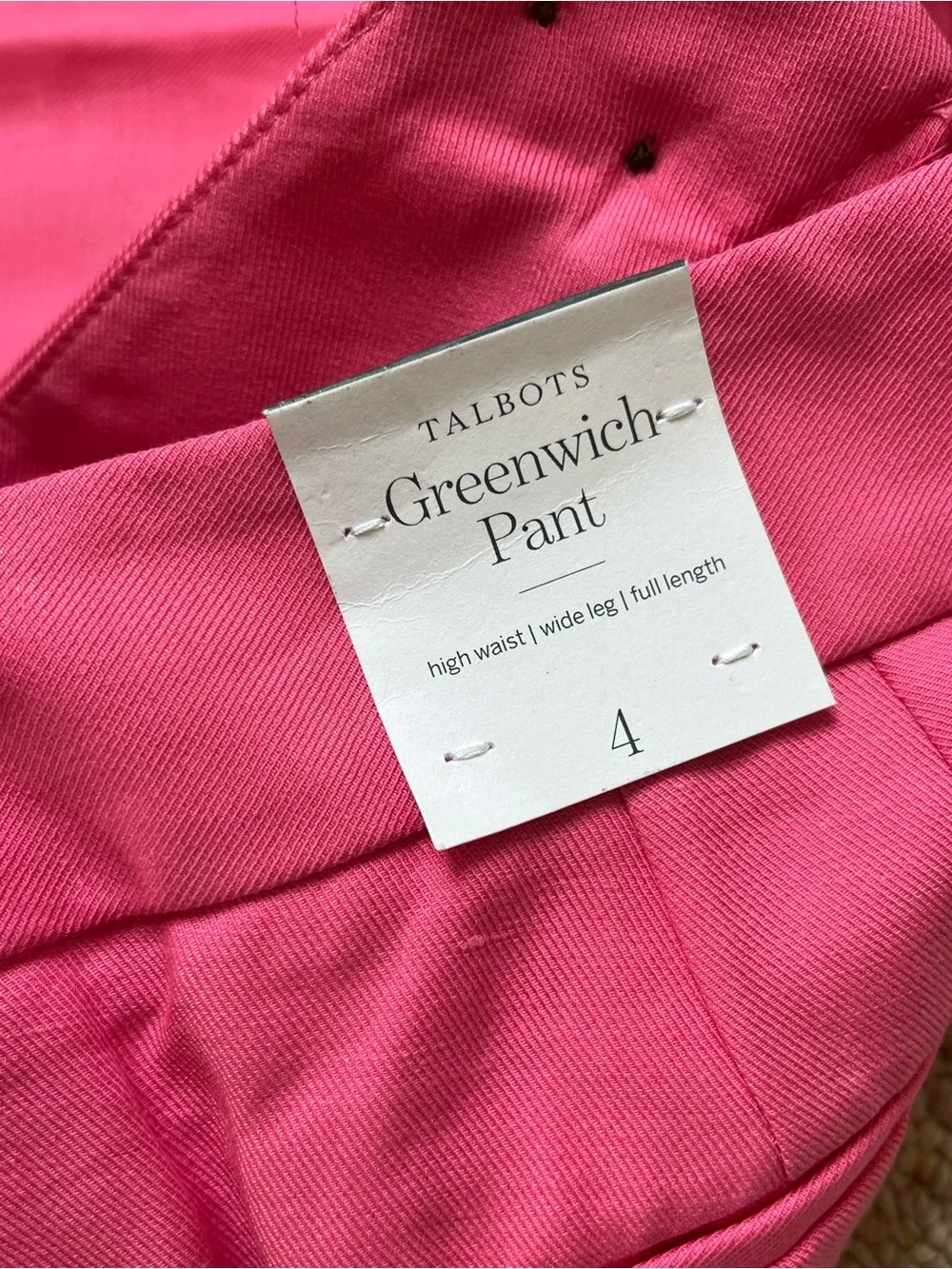 NWT Talbots Greenwich Pants Pink Geranium Linen Blend Wide Leg High Waist 4